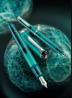 Set stilou classic M205 Editie specila Apatite M, cu calimara cernala Edelstein apatite, Pelikan