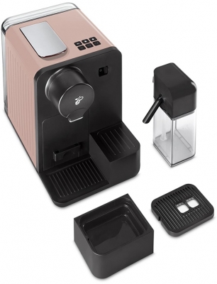 Espressor capsule Tchibo Cafissimo milk soft rose, cu rezervor lapte 400 ml pentru Cappuccino si 3 nivele de presiune, culoare roz 