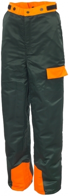 Pantaloni de protectie pentru fierastrau cu lant, verde / portocaliu, Rock Safety 