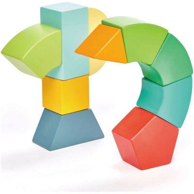 Set de constructie magnetic, din lemn premium, 10 piese, Primary Magblocks, Tender Leaf Toys 