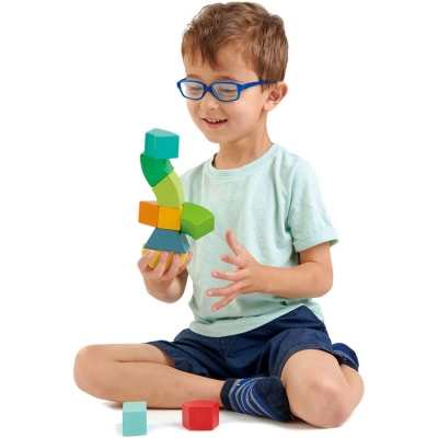 Set de constructie magnetic, din lemn premium, 10 piese, Primary Magblocks, Tender Leaf Toys 