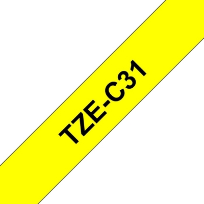 Banda de etichete P-touch TZe 12 mm x 5 m negru pe galben fluorescent Brother