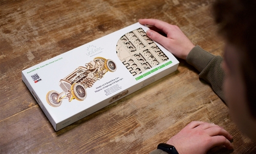 Puzzle 3D, lemn, mecanic  U-9 Grand Prix Car, 348 piese, Ugears 