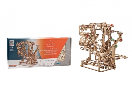 Puzzle 3D, lemn, mecanic Marble Run Chain , 400 piese, Ugears