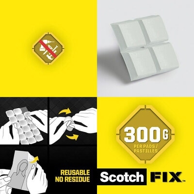 Benzi dublu adezive montare interior repozitionabile, 36 bucati/set Scotch-Fix™ Scotch 3M 