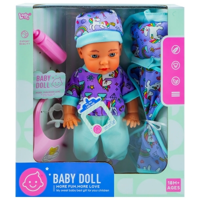 Bebelus muzical cu accesorii, baby doll