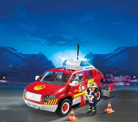 Masina sef pompier cu lumini si sunete Fire Brigade Playmobil 