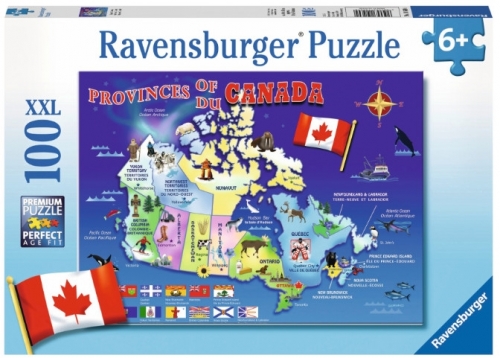 Puzzle Harta Canadei, 100 Piese Ravensburger