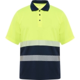 Tricou polo tehnic Hi-Vis Vega, unisex, Bleumarin/Galben Fluorescent, Roly