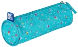 Penar Oxford floral, tip etui rotund, turcoaz