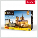 Puzzle 3D+Brosura-Notre Dame Paris 128 Piese Cubicfun