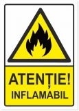 Indicator Atentie inflamabil, 148x210mm