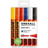 Marker cu vopsea acrilica, varf rotund, 4 mm, ONE4ALL 227HS Basic 6 culori/set Molotow