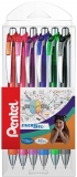 Roller cu gel EnerGel, 0.7 mm, cu mecanism, 6 culori/set Pentel