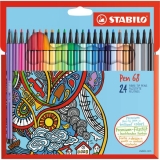 Carioca Stabilo Pen 68, 24 culori/set, etui carton