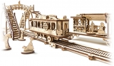 Puzzle 3D, lemn, mecanic Tramvai cu statie, 284 piese, Ugears