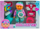 Bebelus muzical cu accesorii, 28 cm, Doll Play Set